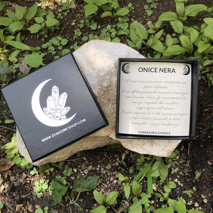 ONICE NERA - Bracciale regolabile in acciaio inossidabile e pietre naturali da 8 mm - Zen Home