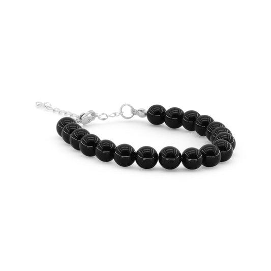 ONICE NERA - Bracciale regolabile in acciaio inossidabile e pietre naturali da 8 mm - Zen Home