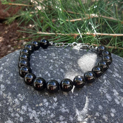 ONICE NERA - Bracciale regolabile in acciaio inossidabile e pietre naturali da 8 mm - Zen Home