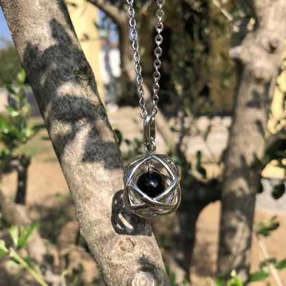 ONICE NERA - Collana Regolabile Ciondolo Genesa in acciaio inossidabile con pietra naturale - Zen Home