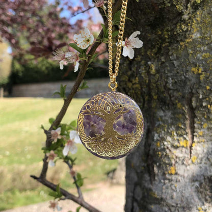 Orgonite con pietra naturale ametista e albero della vita - Zen Home