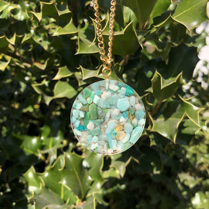 Orgonite con pietra naturale di amazzonite e albero della vita - Zen Home