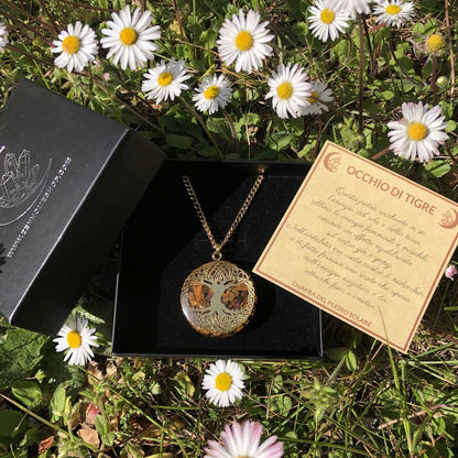 Orgonite con pietra naturale occhio di tigre e albero della vita - Zen Home