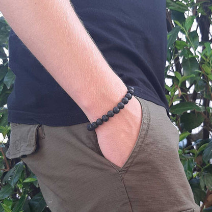 Pietra di LAVA - Bracciale regolabile in acciaio inossidabile e pietre naturali da 8 mm - Zen Home