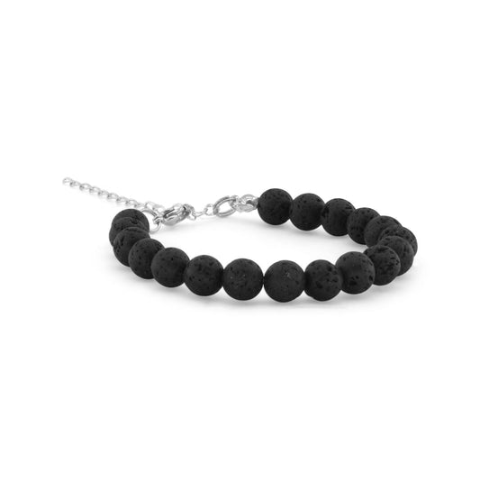 Pietra di LAVA - Bracciale regolabile in acciaio inossidabile e pietre naturali da 8 mm - Zen Home