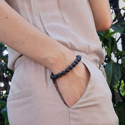 Pietra di LAVA - Bracciale regolabile in acciaio inossidabile e pietre naturali da 8 mm - Zen Home
