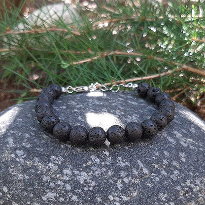 Pietra di LAVA - Bracciale regolabile in acciaio inossidabile e pietre naturali da 8 mm - Zen Home