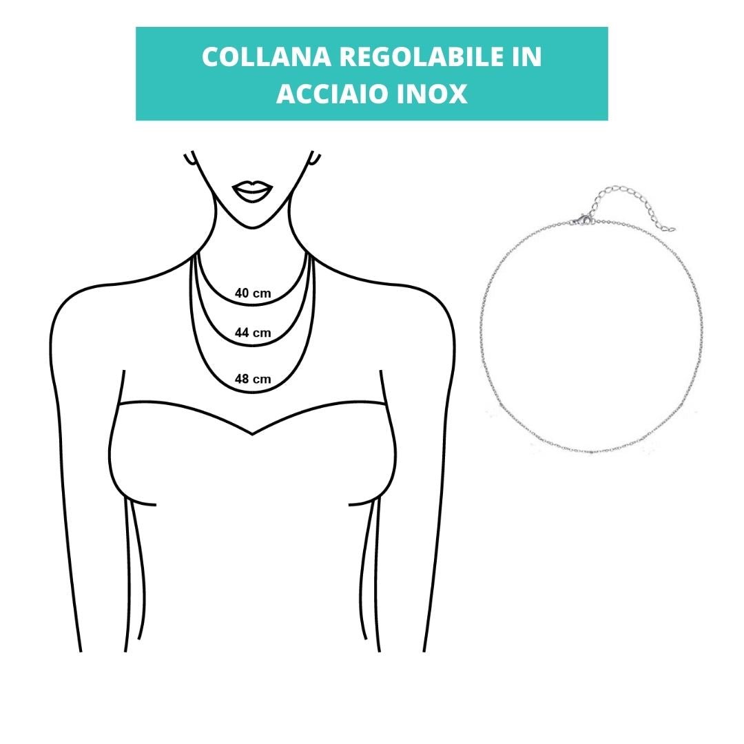 PIETRA LUNA - Collana Regolabile Ciondolo Genesa in acciaio placcato colore oro 18K - Zen Home