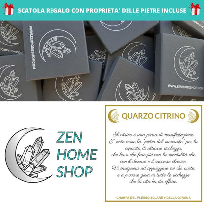 QUARZO CITRINO- Collana Regolabile Ciondolo Genesa in acciaio inossidabile con pietra naturale - Zen Home