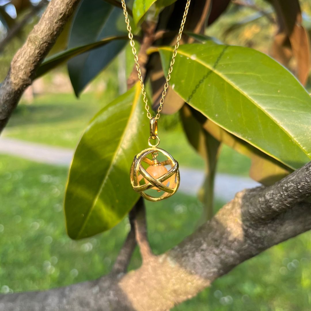 QUARZO CITRINO - Collana Regolabile Ciondolo Genesa in acciaio placcato colore oro 18K - Zen Home