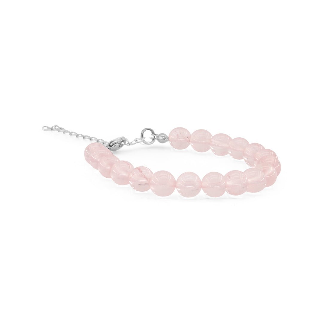 QUARZO ROSA - Bracciale regolabile in acciaio inossidabile e pietre naturali da 8 mm - Zen Home