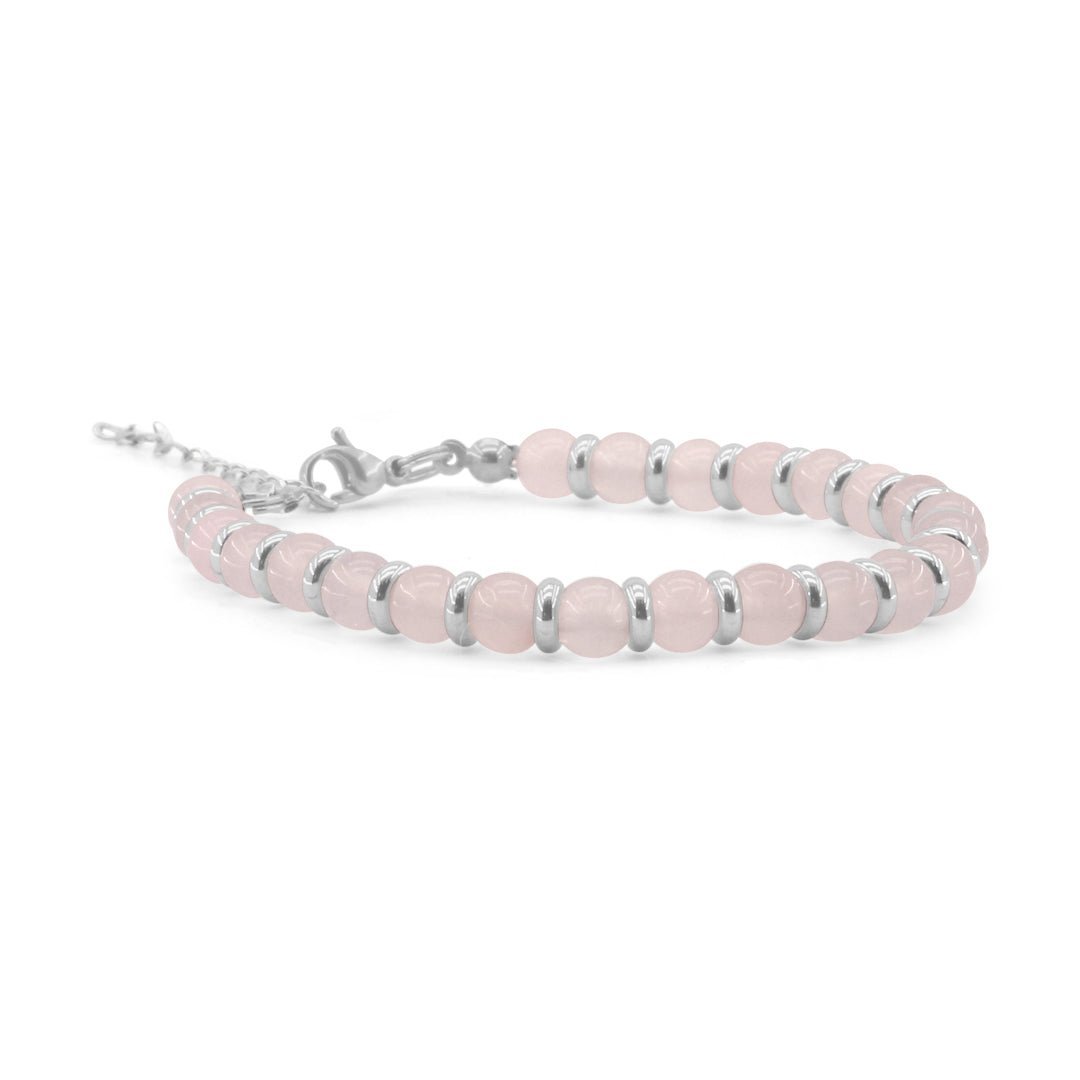 Quarzo Rosa - Bracciale Saturno con pietre naturali da 6 mm - Zen Home