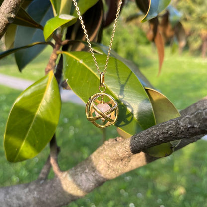 QUARZO ROSA - Collana Regolabile Ciondolo Genesa in acciaio placcato colore oro 18K - Zen Home
