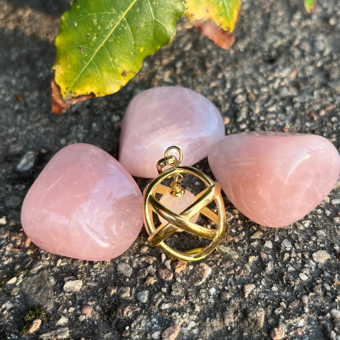 QUARZO ROSA - Collana Regolabile Ciondolo Genesa in acciaio placcato colore oro 18K - Zen Home