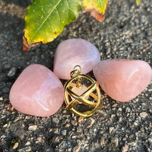 QUARZO ROSA - Collana Regolabile Ciondolo Genesa in acciaio placcato colore oro 18K - Zen Home