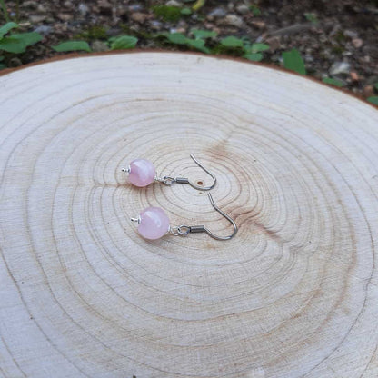 QUARZO ROSA - Orecchini in acciaio inossidabile free nickel - Zen Home