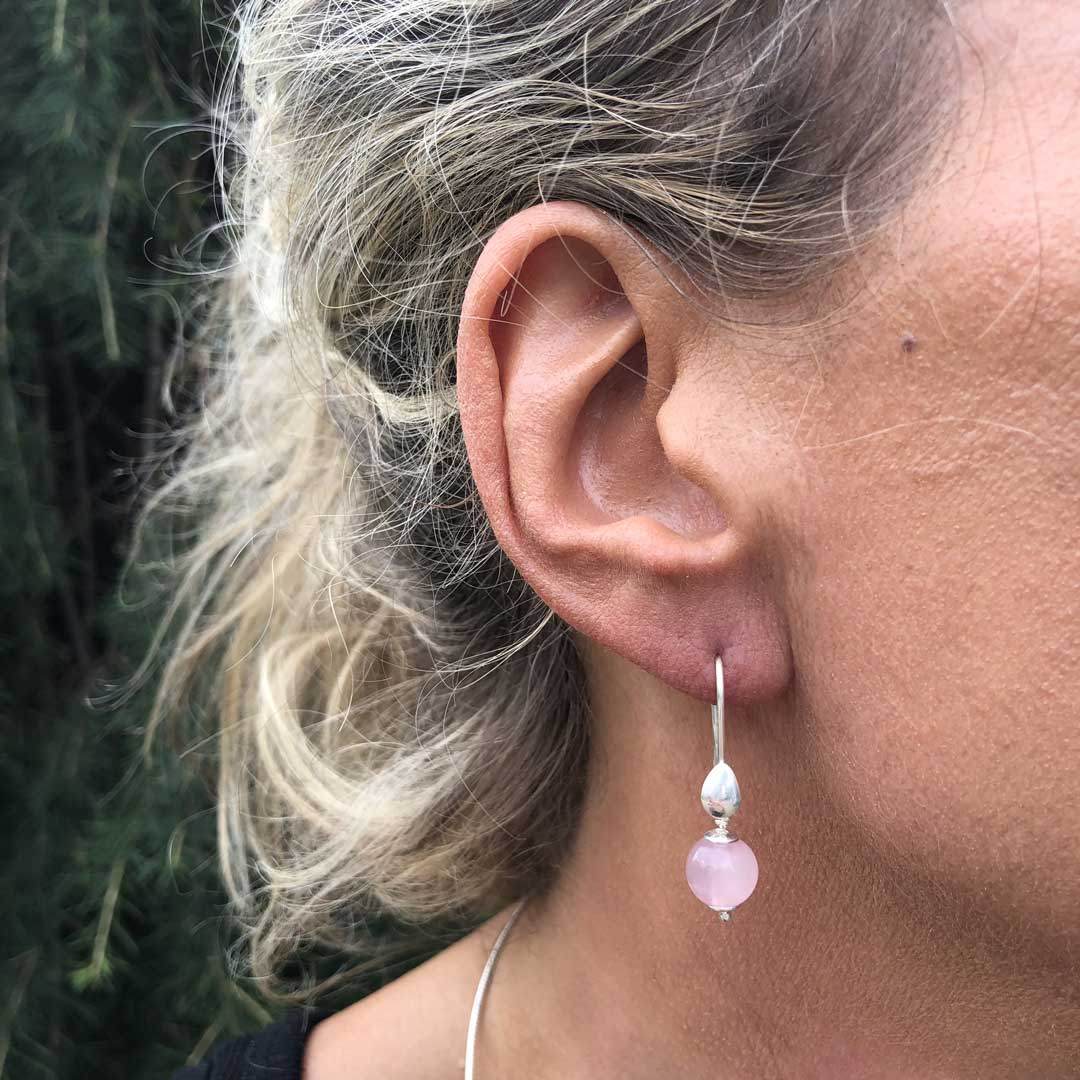 Gradevole Quarzo Rosa Gemma 925 Argento Sterling Fatto a Mano Orecchino S-44 Gradevole Quarzo Rosa Gemma 925 Argento Sterling Fatto a Mano Orecchino S-44