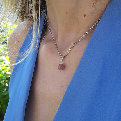 RODONITE - Collana regolabile in acciaio inossidabile free nickel - Zen Home