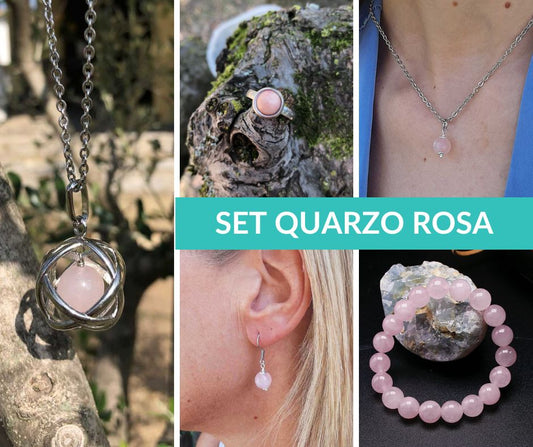 Set di 5 prodotti in pietra naturale Quarzo Rosa - Zen Home