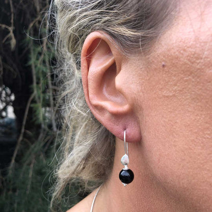 Orecchini in Argento 925 con Tormalina Nera